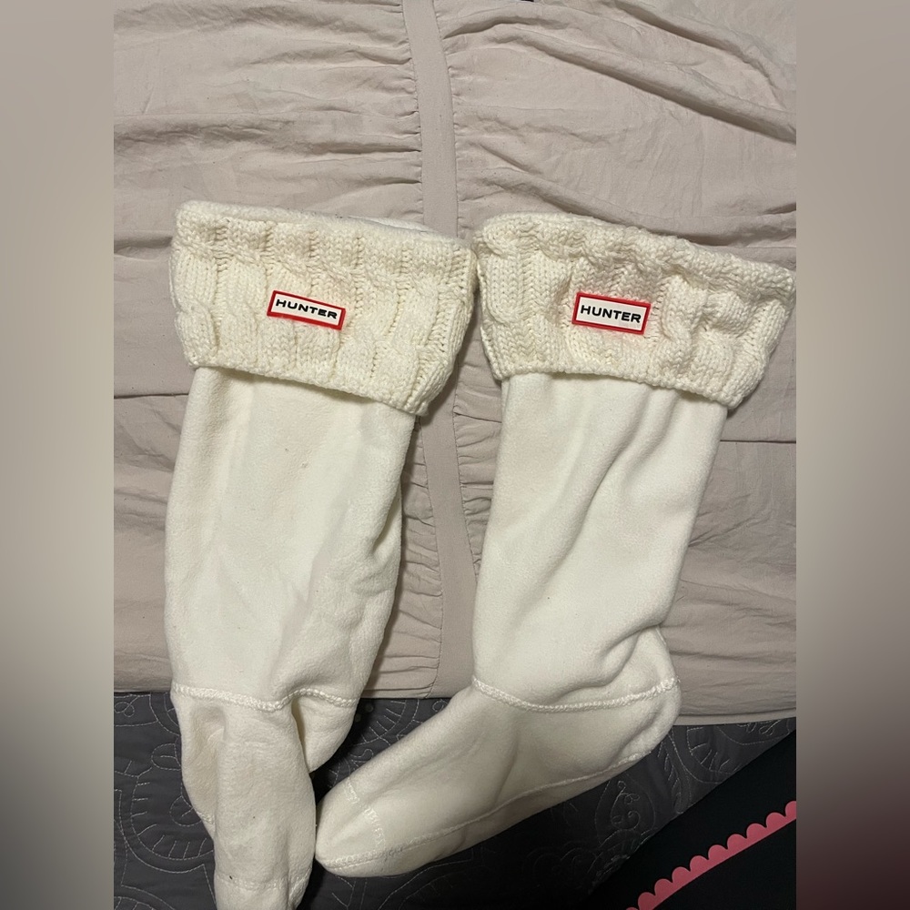 White hunter rain boots socks